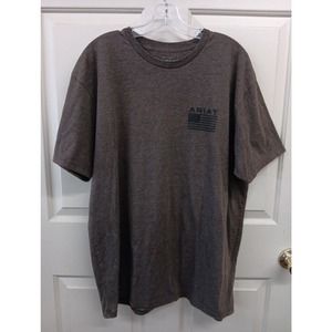 Ariat Men's Brown Heather Short Sleeve T-Shirt Flag XXL Cotton/Poly Blend